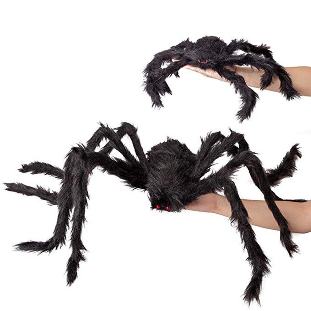4PCS Giant Black Spider Halloween Decoration Plush Haunted House Party Prop