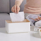 Wooden Tissue Box Cover - Modern Tissue Holder Napkin Dispenser Storage Organizer