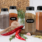 6/12/24/36pcs 100ml Clear Square Spice Jars with Lids | Plastic Herb Seasoning Storage Bottles