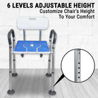 5-in-1 Adjustable Commode Shower Chair with Arms & Back | Raised Toilet Seat & Bedside Mobility Aid for Elderly