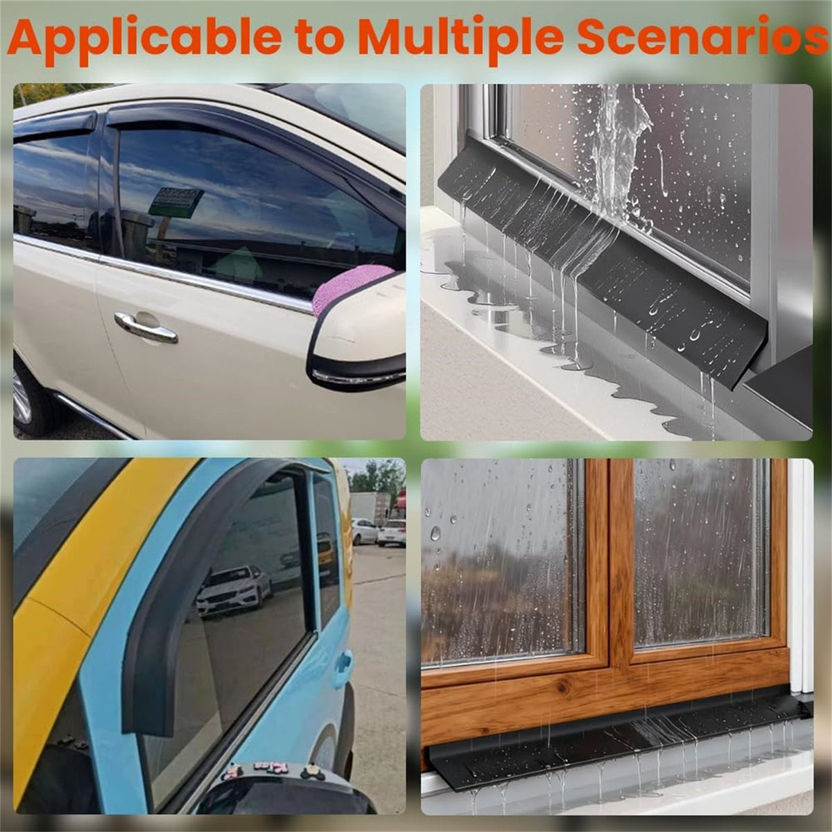 2PCS Window Rain Guard 2m PVC Self Adhesive Drainage Barrier Strip Black
