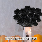 Black Artificial Rose Flowers for DIY Wedding Bouquets Halloween Decorations AU