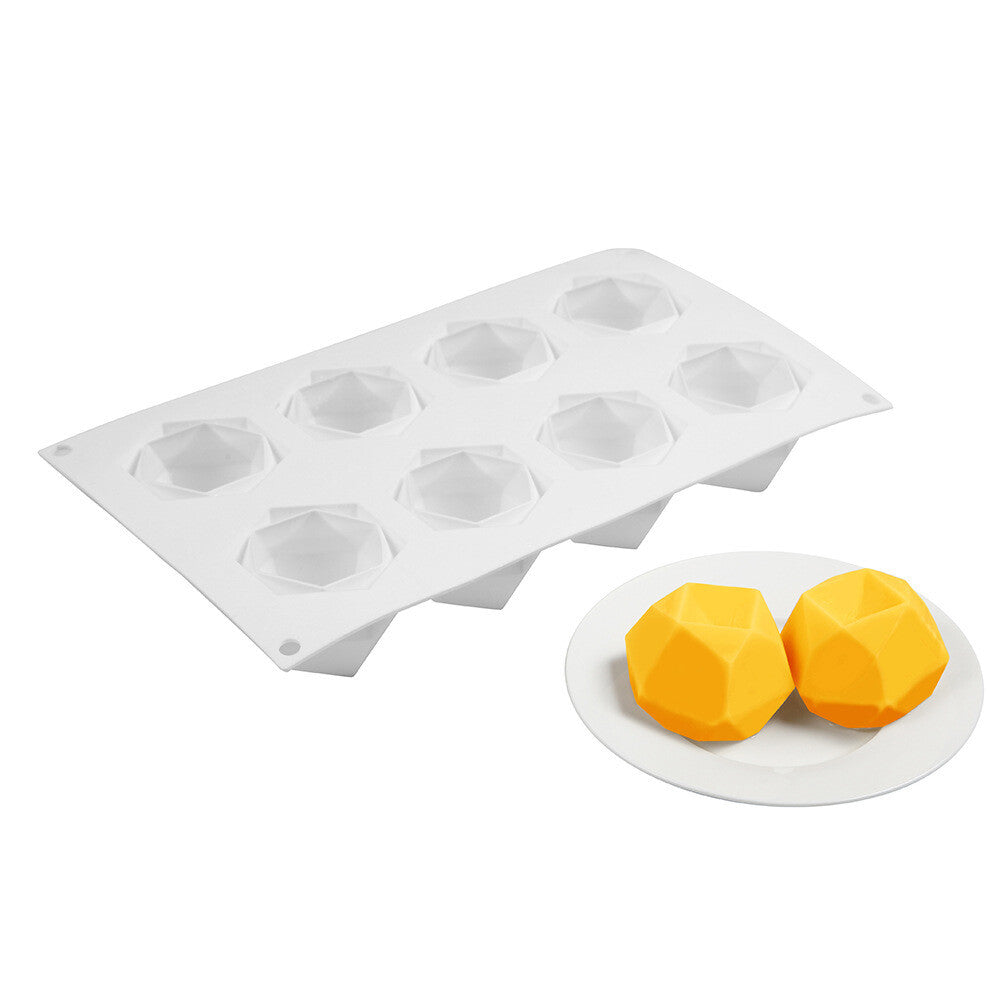 8 Cavity 3D Polygon Silicone Mold | Geometric Candle, Chocolate & Dessert Mould