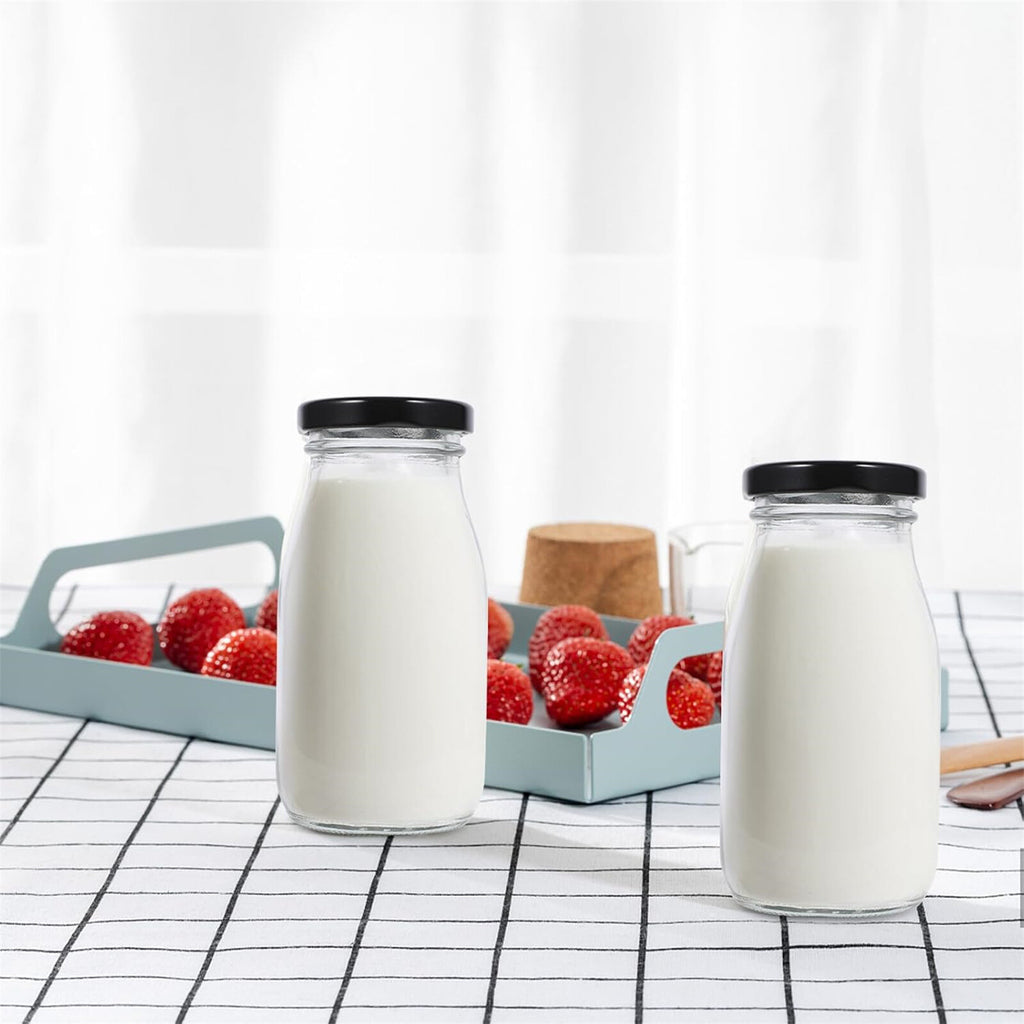 16pcs 300ml Glass Milk Bottles with Screw Lid | Reusable Juice & Beverage Containers