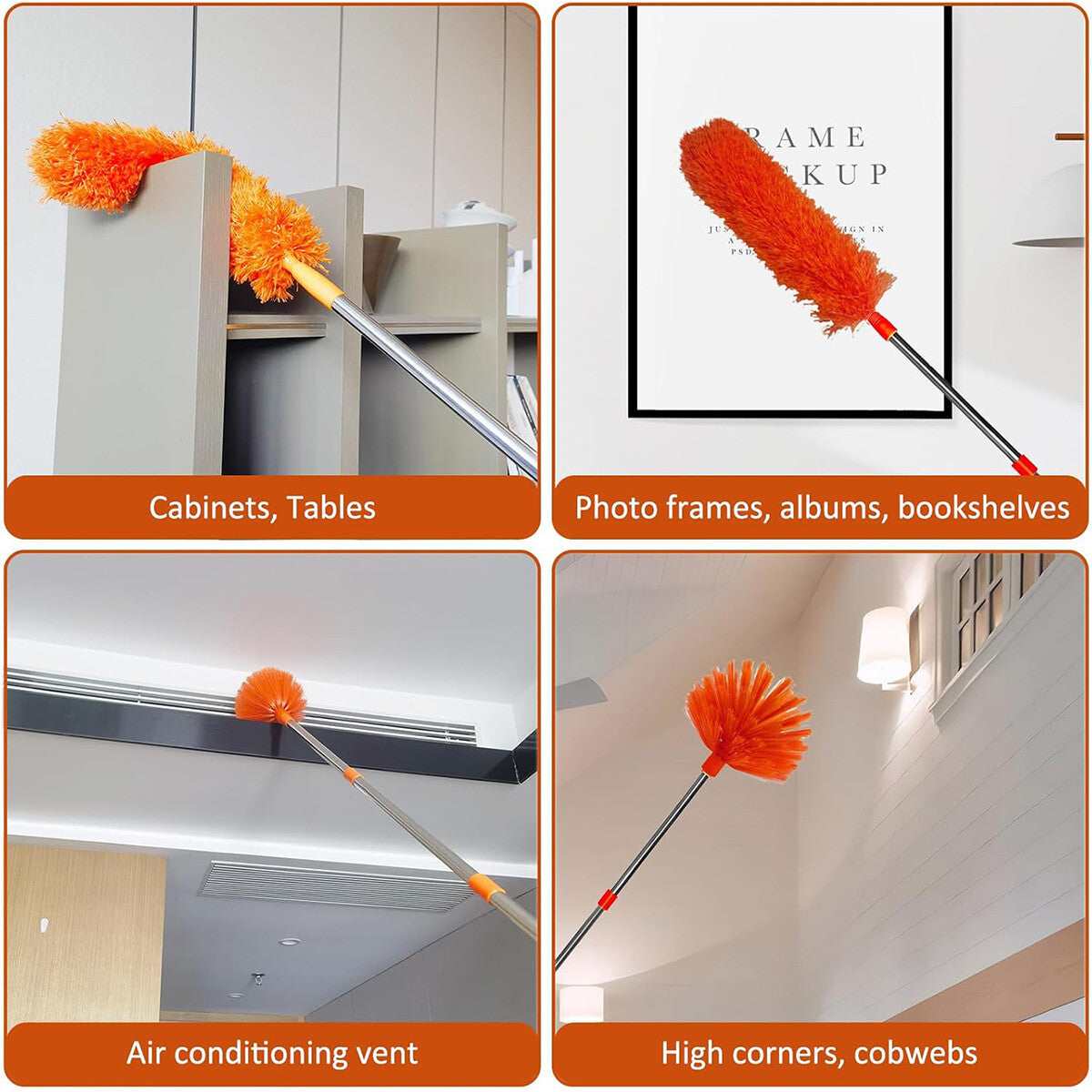 3 in 1 Extendable Window Cleaning Brush Kit – Microfibre Glass Cleaner, Spider Web Duster and Bendable Dusting Tool