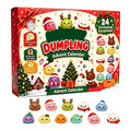 Dumpling squishy advent calendar box front with 24 Christmas surprises on white background