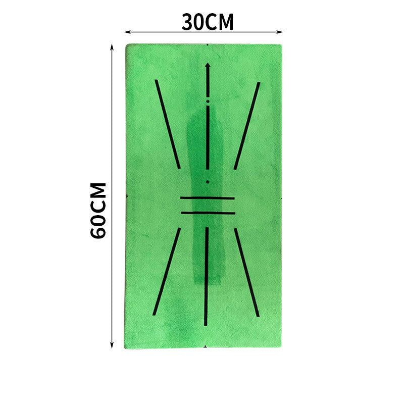 Golf mat size guide – 60cm by 30cm with swing path lines