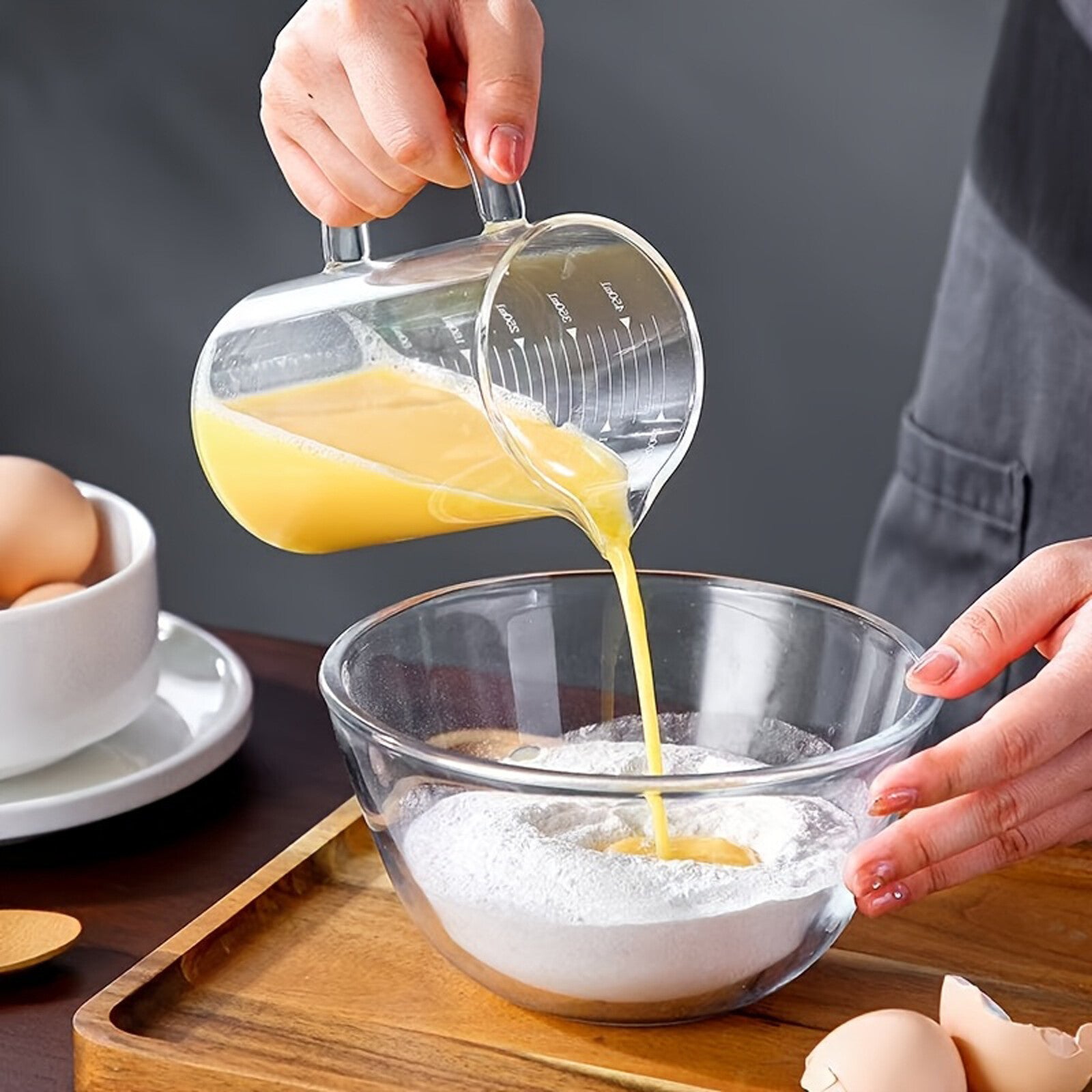2PCS 500ml Glass Measuring Cups With Handle V-Shaped Spout Kitchen Liquid Beaker