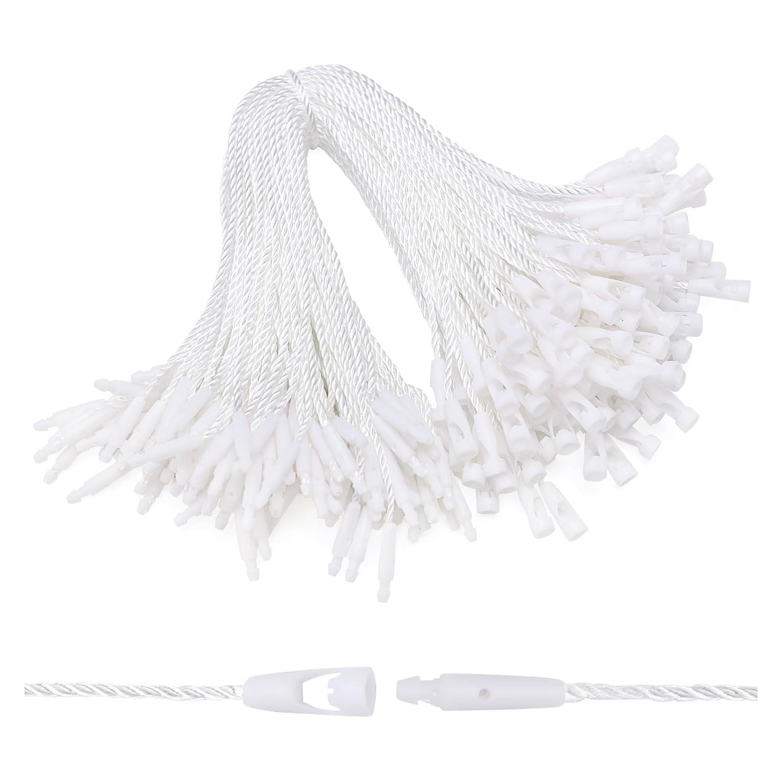1000PCS Clothing Price Tag Strings - Bullet Head Hang Tags Label Lock Ties White