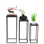 3PCS Black Metal Geometric Flower Stands Wedding Event Plant Display Pedestals
