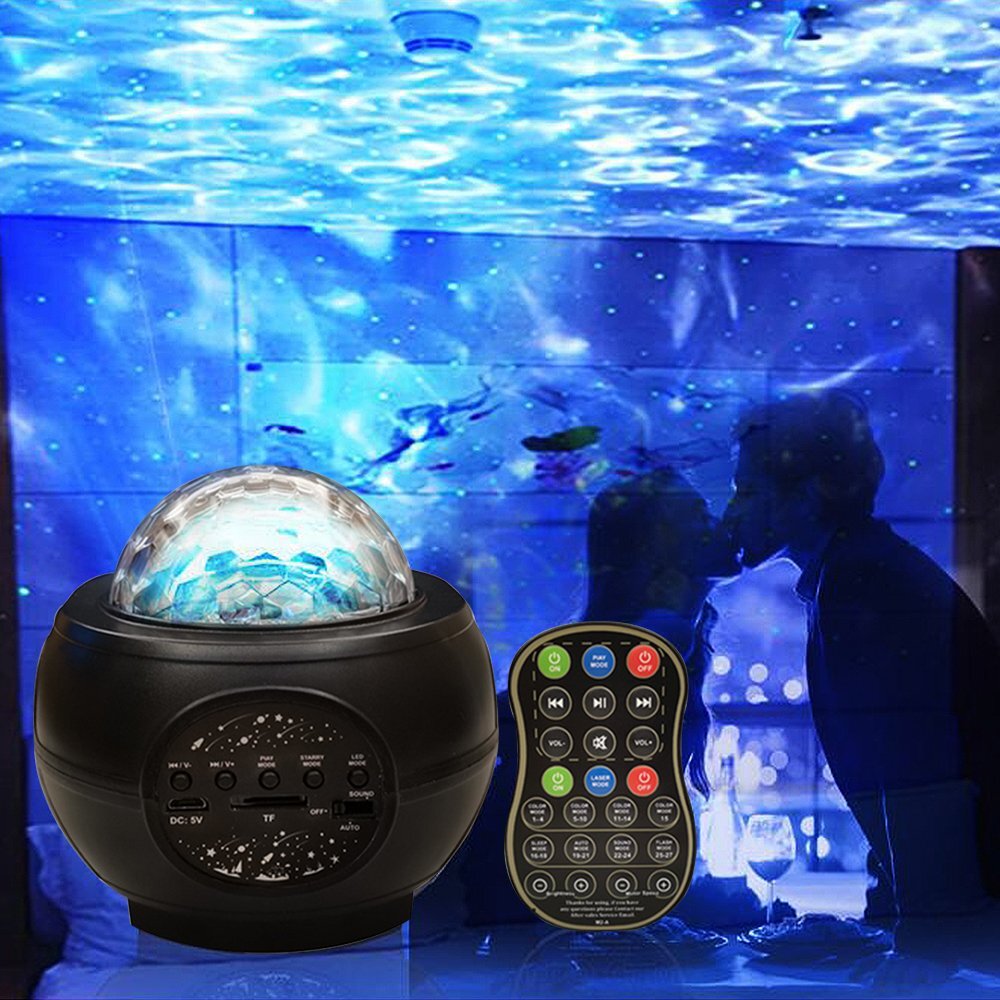 Galaxy Star Projector Night Light LED Ocean Wave Lamp Bluetooth Music Remote Control