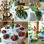 72PCS Artificial Palm Leaves Tropical Monstera Leaf Set - Jungle Party and Office Decor