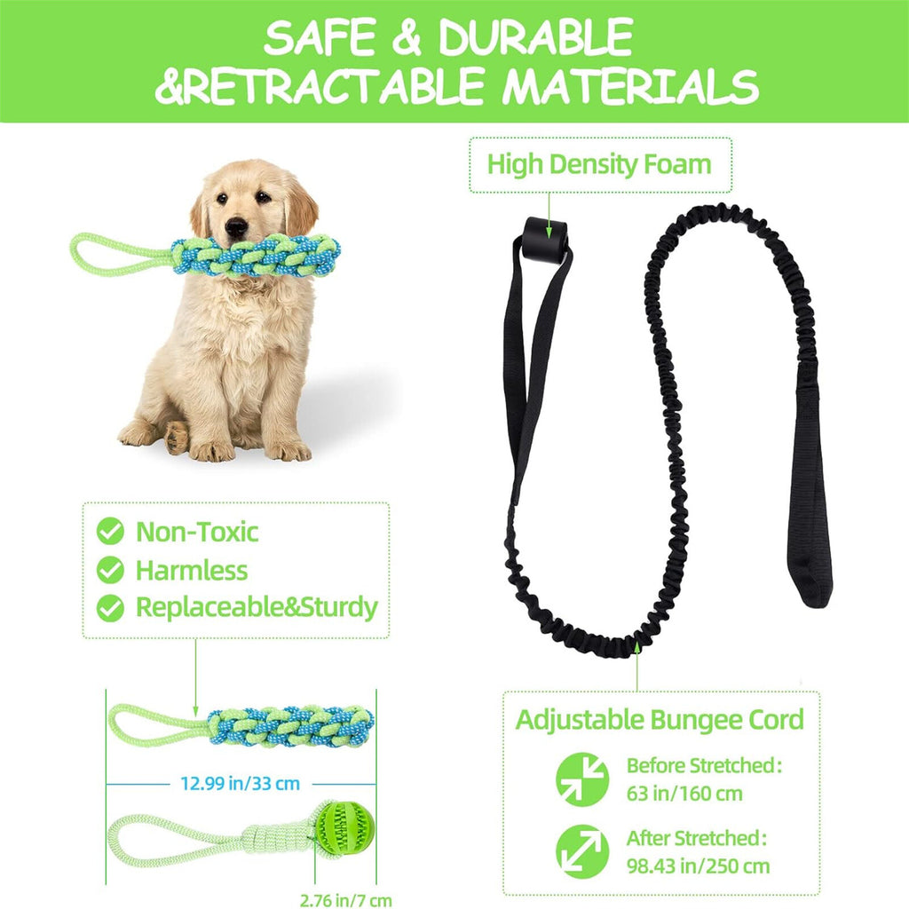 2 Set Interactive Dog Tug Toy Rope – Hanging Bungee Pull Toy for Indoor and Outdoor Play