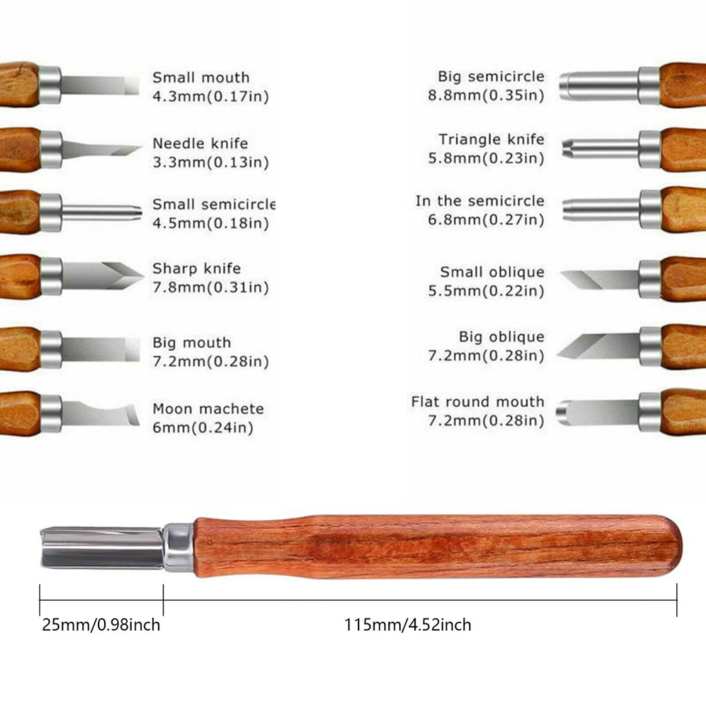 24pcs Wood Carving Tool Set | Carbon Steel Chisels Knife Kit for DIY Crafts
