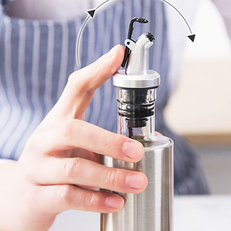 300ml Glass Oil Dispenser Spout Olive Vinegar Pourer Stainless Steel Kitchen AU