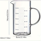 2PCS 500ml Glass Measuring Cups With Handle V-Shaped Spout Kitchen Liquid Beaker