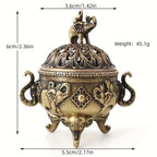 2PCS Elephant Lotus Incense Burner Metal Incense Holder Bowl Aromatherapy Decor
