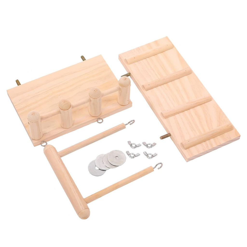 Wooden Bird Swing Toy for Parrots | Natural Hanging Perch Cage Playground