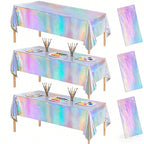6pcs Holographic Tablecloths | Iridescent Waterproof Party Table Covers