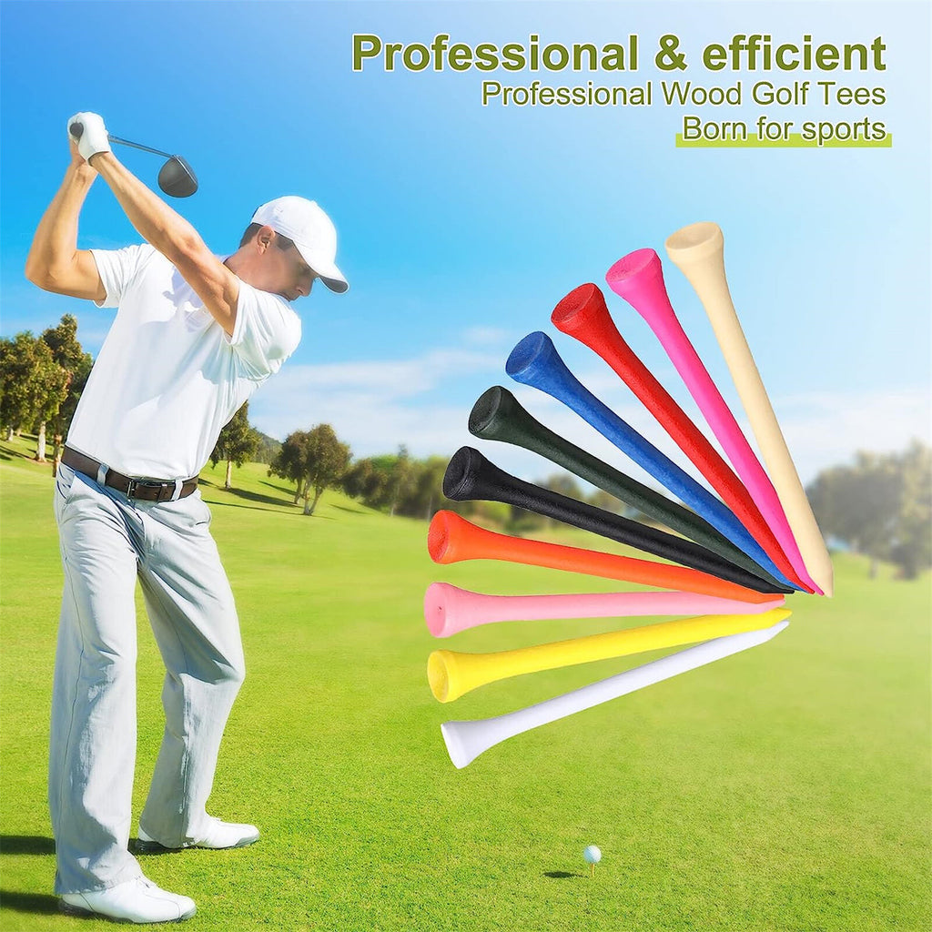 500PCS Multicoloured Wooden Golf Tees 54mm - Golf Tees for Men and Women