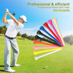 500PCS Multicoloured Wooden Golf Tees 54mm - Golf Tees for Men and Women