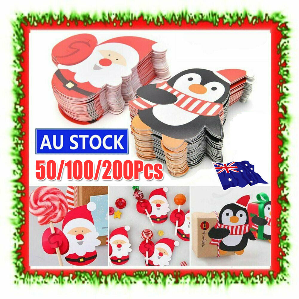 50~200x Christmas Party Lollipop Lolly Holder Sugar-loaf Paper Card Holder Xmas