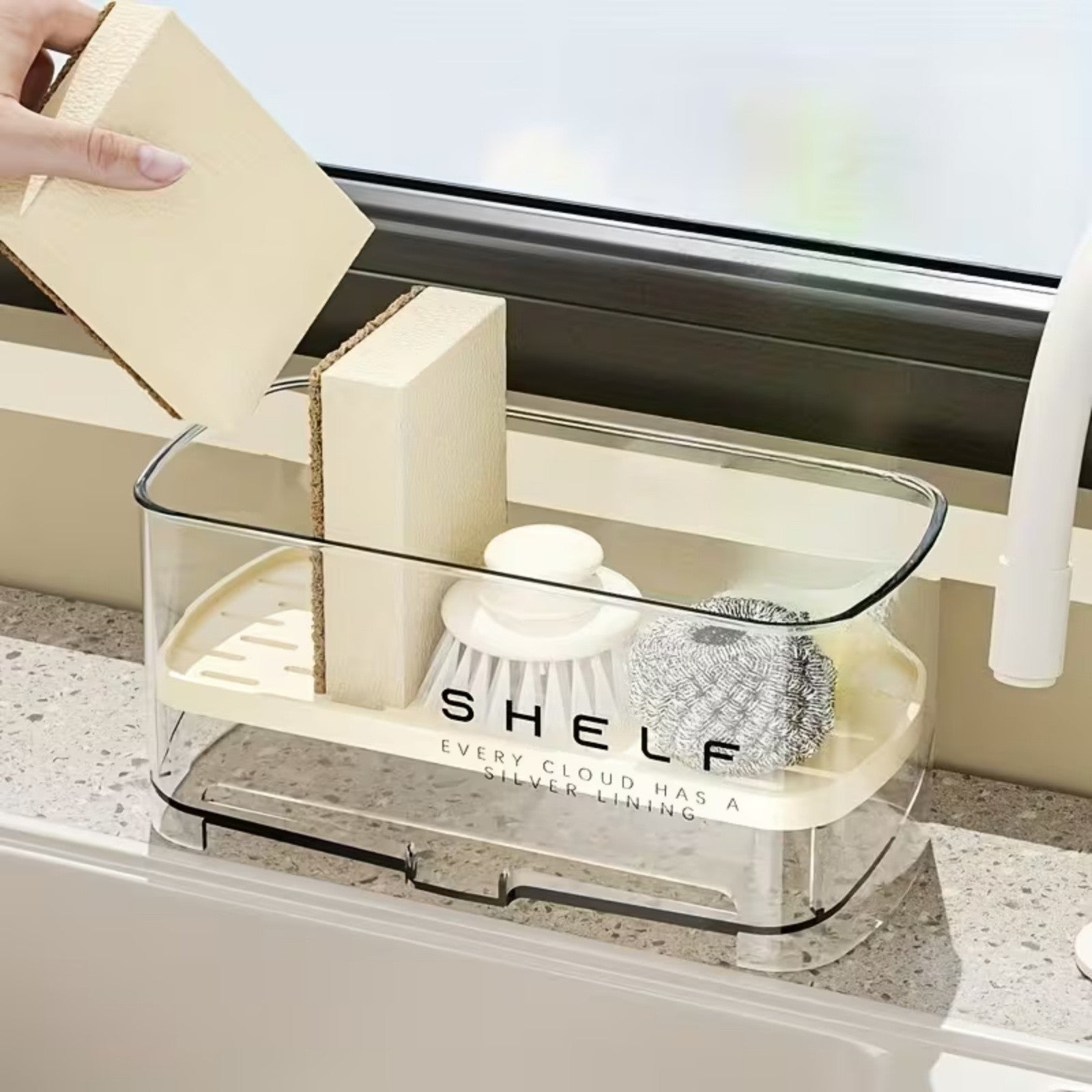 Transparent Kitchen Sink Rag Rack - Sponge Drain Storage Rack for Faucet and Sink Area