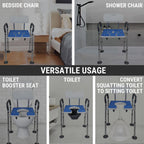 5-in-1 Adjustable Commode Shower Chair with Arms & Back | Raised Toilet Seat & Bedside Mobility Aid for Elderly