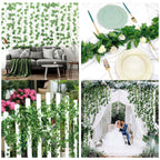 12PCS 2M Artificial Ivy Vine Garland - Fake Hanging Green Leaf Plant for Party Home Decor