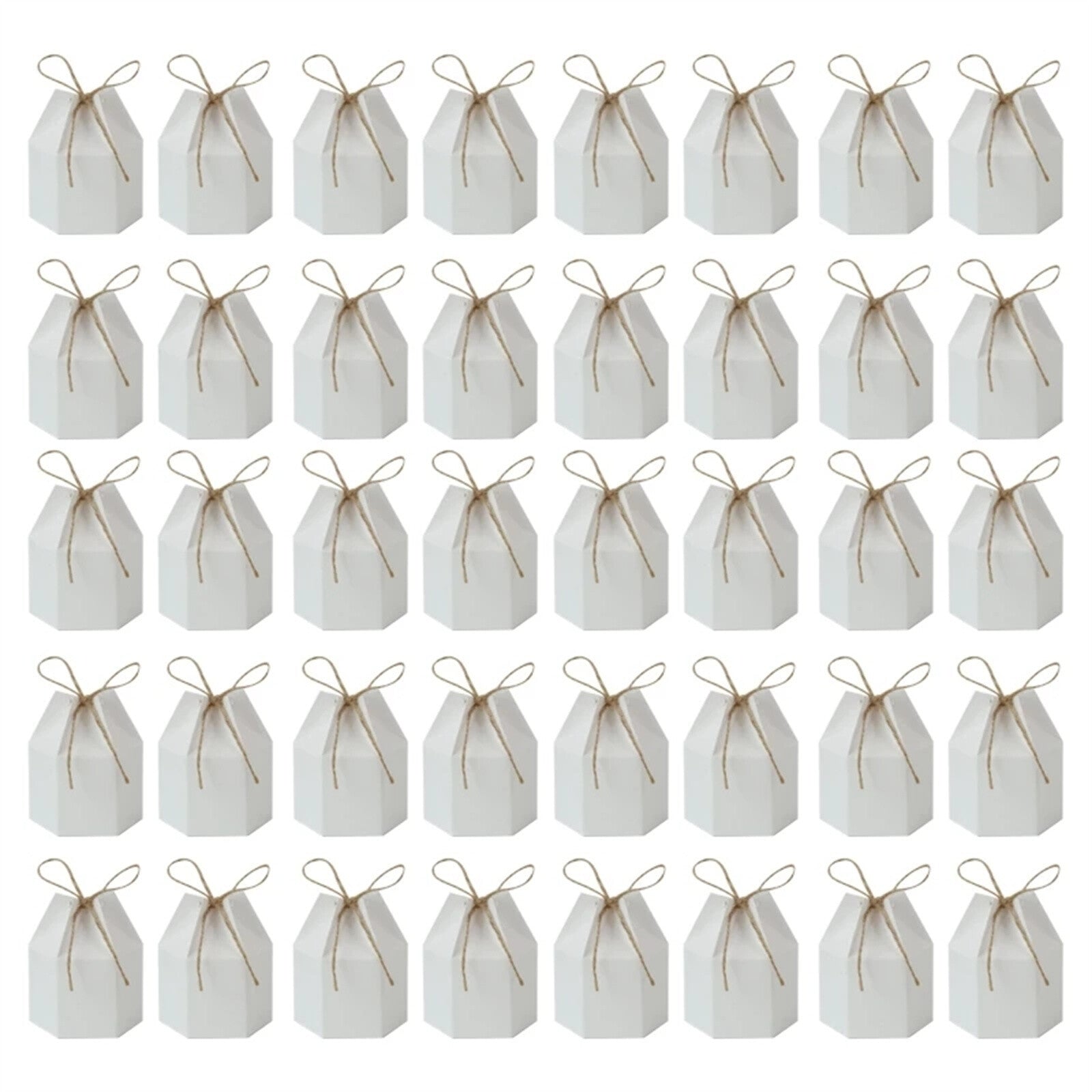 50PCS Kraft Paper Pillow Candy Gift Boxes with Rope Wedding Party Favour Bags