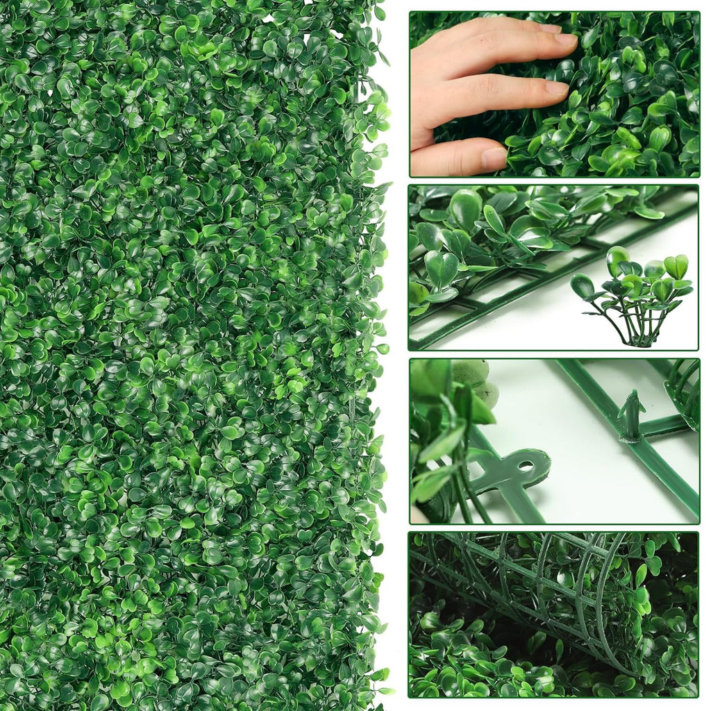 4PCS Artificial Plant Wall Panels 60x40cm - Fake Grass Hedge Vertical Garden Ivy Mat