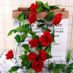 5 Pack 2.4M Artificial Rose Vine Garland – Silk Hanging Floral Ivy for Wedding, Party and Home Decor