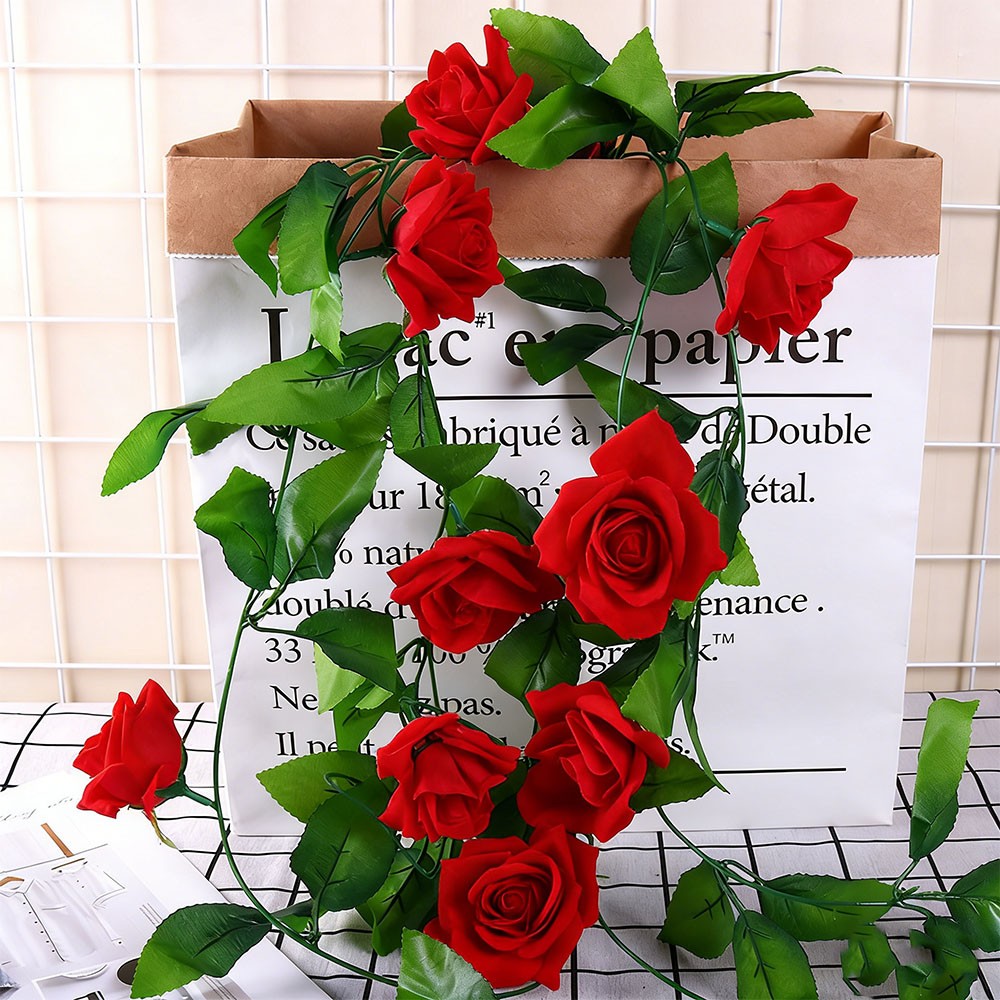5 Pack 2.4M Artificial Rose Vine Garland – Silk Hanging Floral Ivy for Wedding, Party and Home Decor