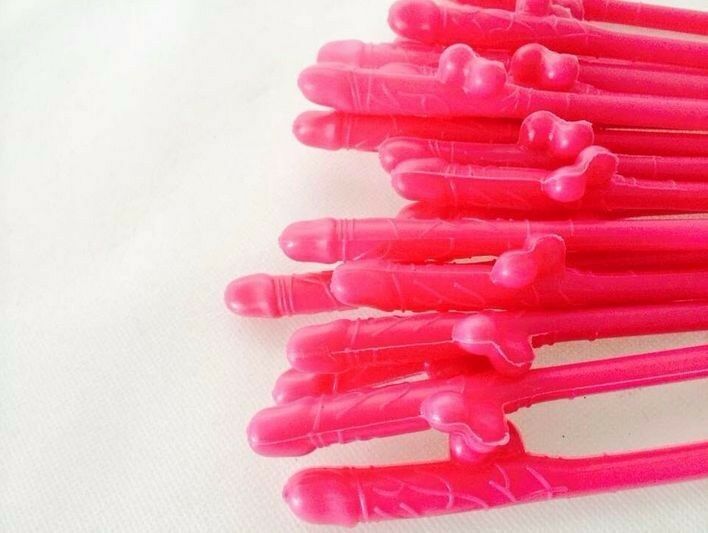 10/20/30 Hens Night Novelty Party Straws Mix Colours Nude Pink Bachelorette Drink Straws