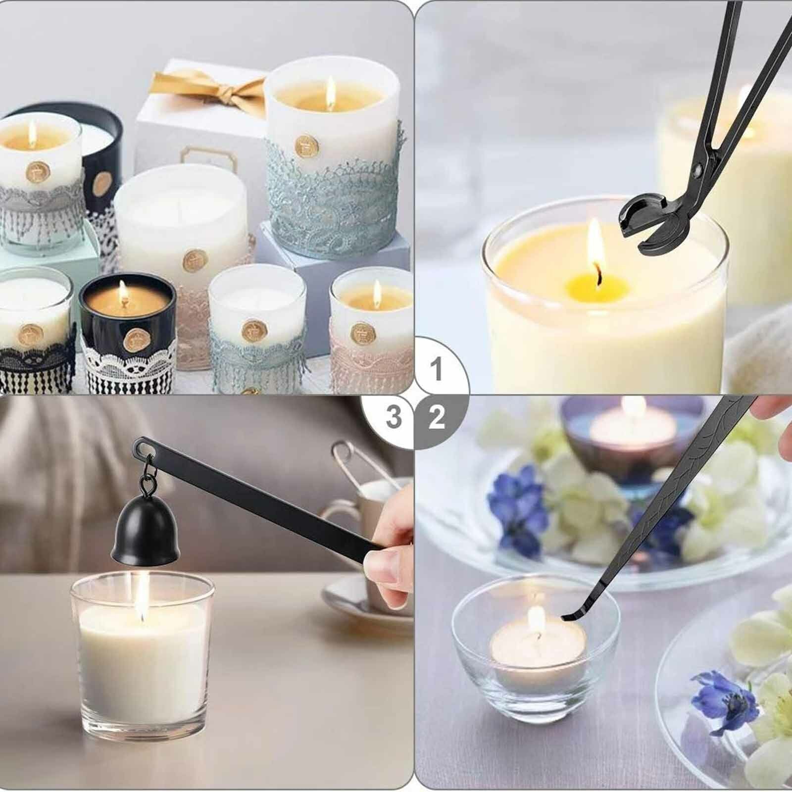 3pcs Stainless Steel Candle Care Tool Set | Wick Trimmer Snuffer & Hook Kit