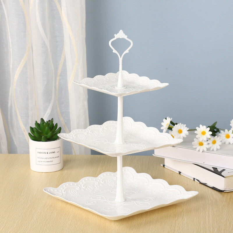 3 Pack 3 Tier Cake Stand – White Plastic Cupcake and Dessert Display for Weddings, Parties and Afternoon Tea