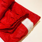 Elastic waist of the summer Santa suit shorts with white plush trim