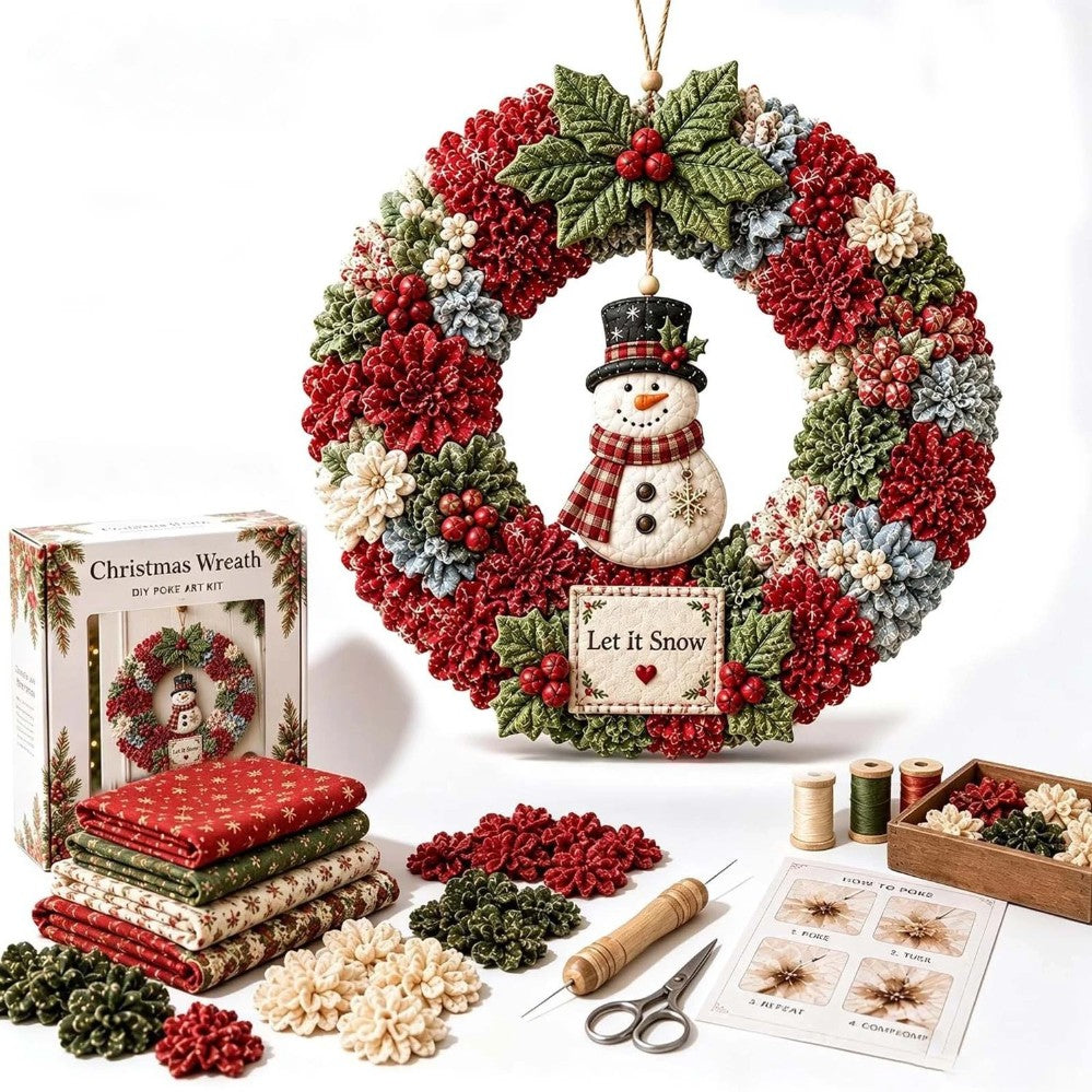 3D Fabric Poke Wreath DIY Kit Christmas Handmade Wreath Craft Set Party Decor