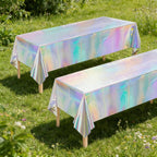 6pcs Holographic Tablecloths | Iridescent Waterproof Party Table Covers