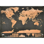 2pcs Scratch Off World Map Poster Large 82.5x59.5cm | Deluxe Travel Map Wall Decor
