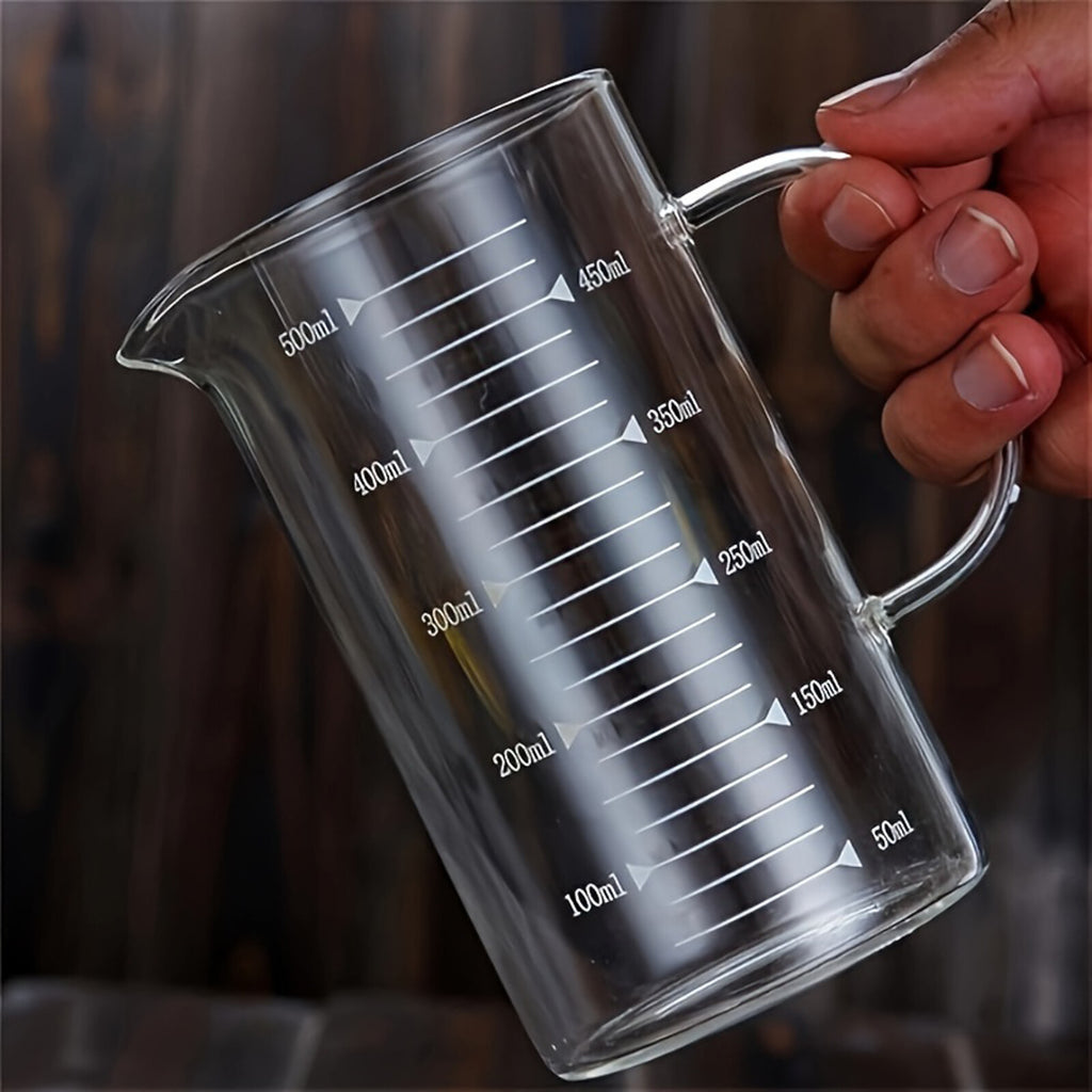 2PCS 500ml Glass Measuring Cups With Handle V-Shaped Spout Kitchen Liquid Beaker