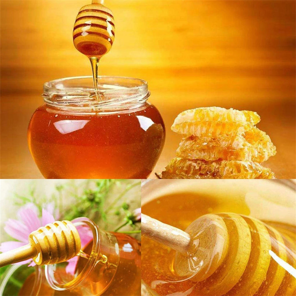 200PCS Wooden Honey Dipper Sticks 10cm - Mini Jam Syrup Honey Stirring Sticks