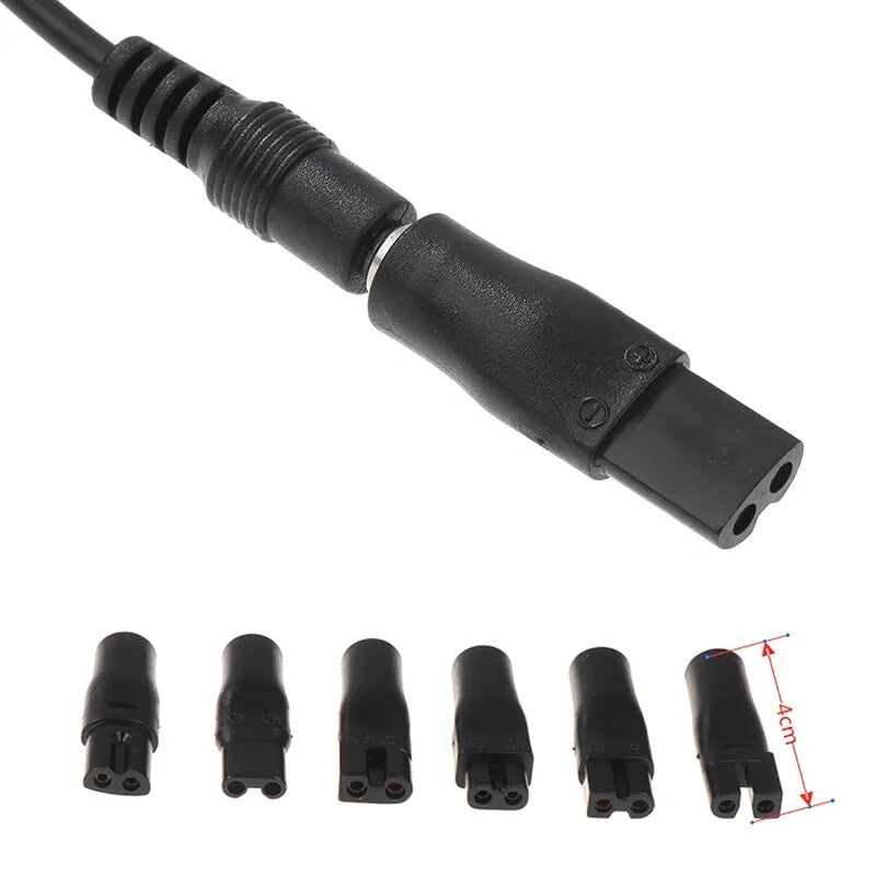 Universal Hair Clipper Charger Cable – Razor Power Cord with 6 Charging Heads & 2 Adapters
