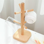2PCS Wooden Mug Rack Tree with 6 Hooks - Coffee Cup Organiser Stand for Kitchen Counter