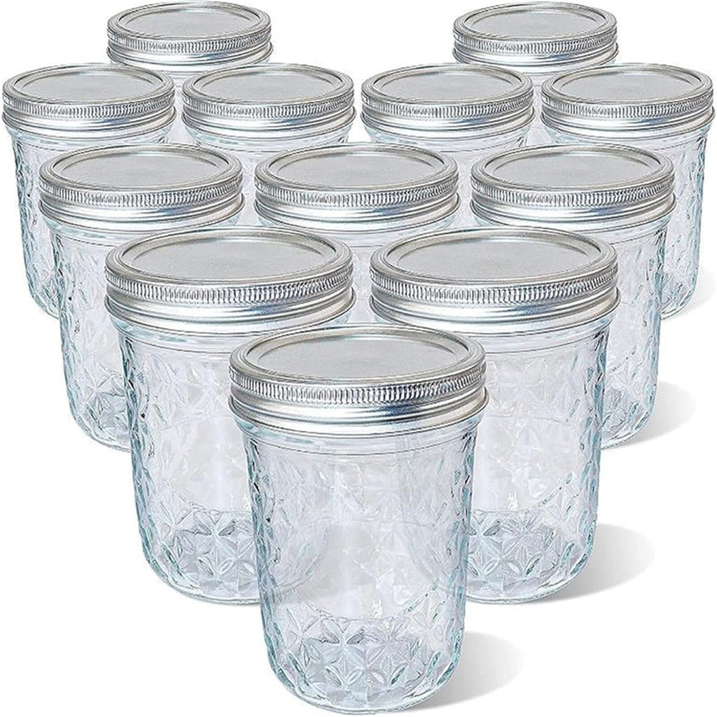 12PCS 500ml Glass Mason Jars with Airtight Lids Wide Mouth Preserving Jars