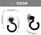 5PCS Rotatable Self Adhesive Wall Hooks Ceiling Door Hanger Heavy Duty Black