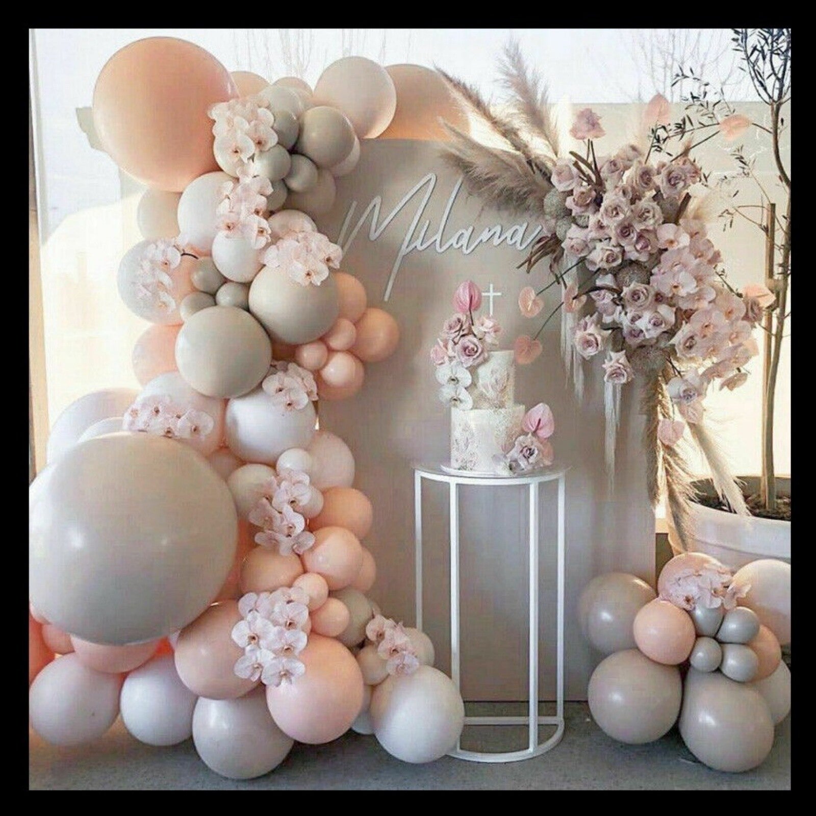 210 Piece Macaron Balloon Arch Garland Kit – Blush Pink and Grey Party Balloons for Wedding, Baby Shower and Birthday Decor