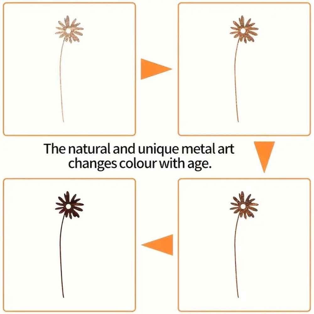 10PCS Metal Wildflower Art Silhouette Garden Stakes - Rustic Flower Garden Decor