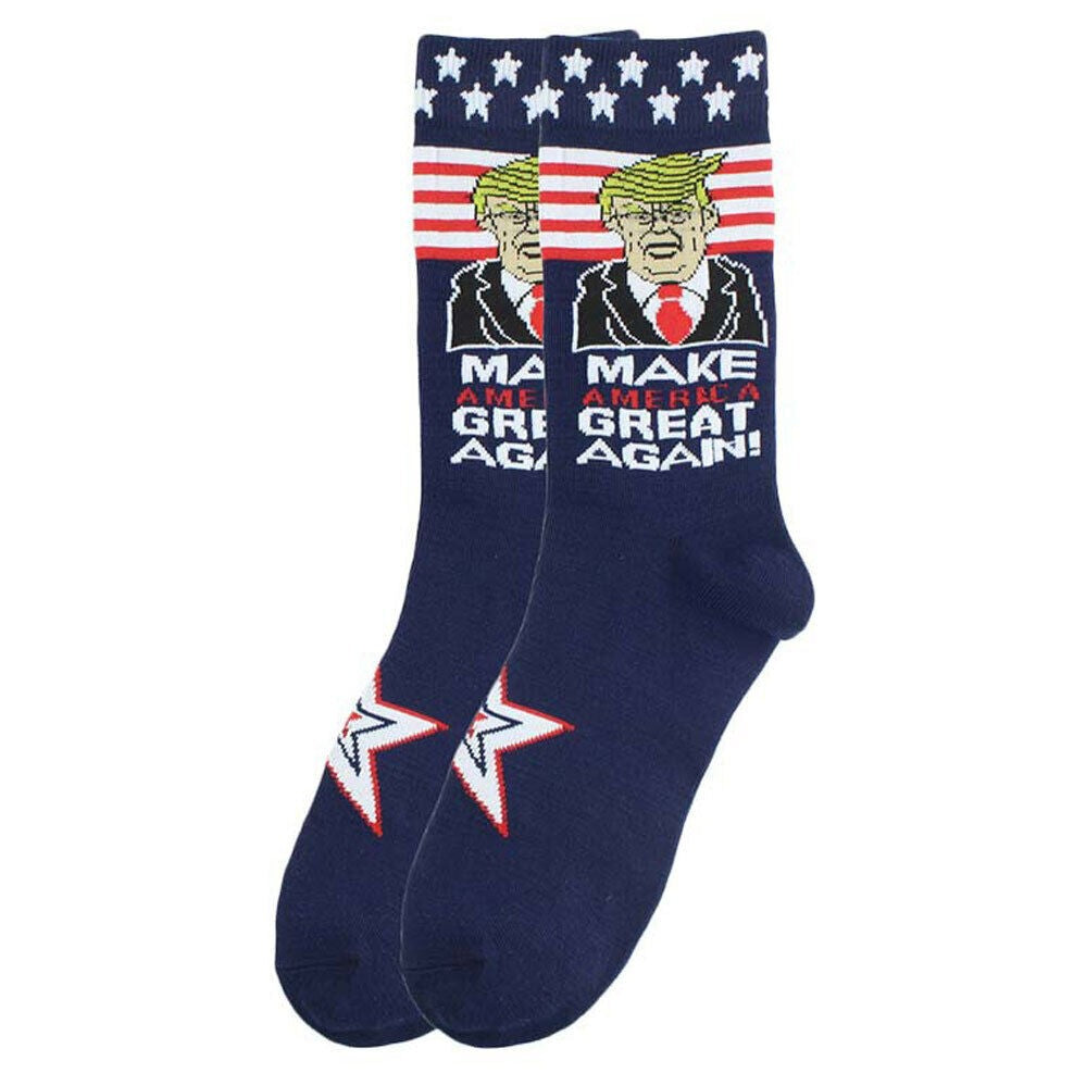 Trump 3D Hair Novelty Crew Socks – Funny Donald Trump Socks with Comb (1 or 2 Pair)