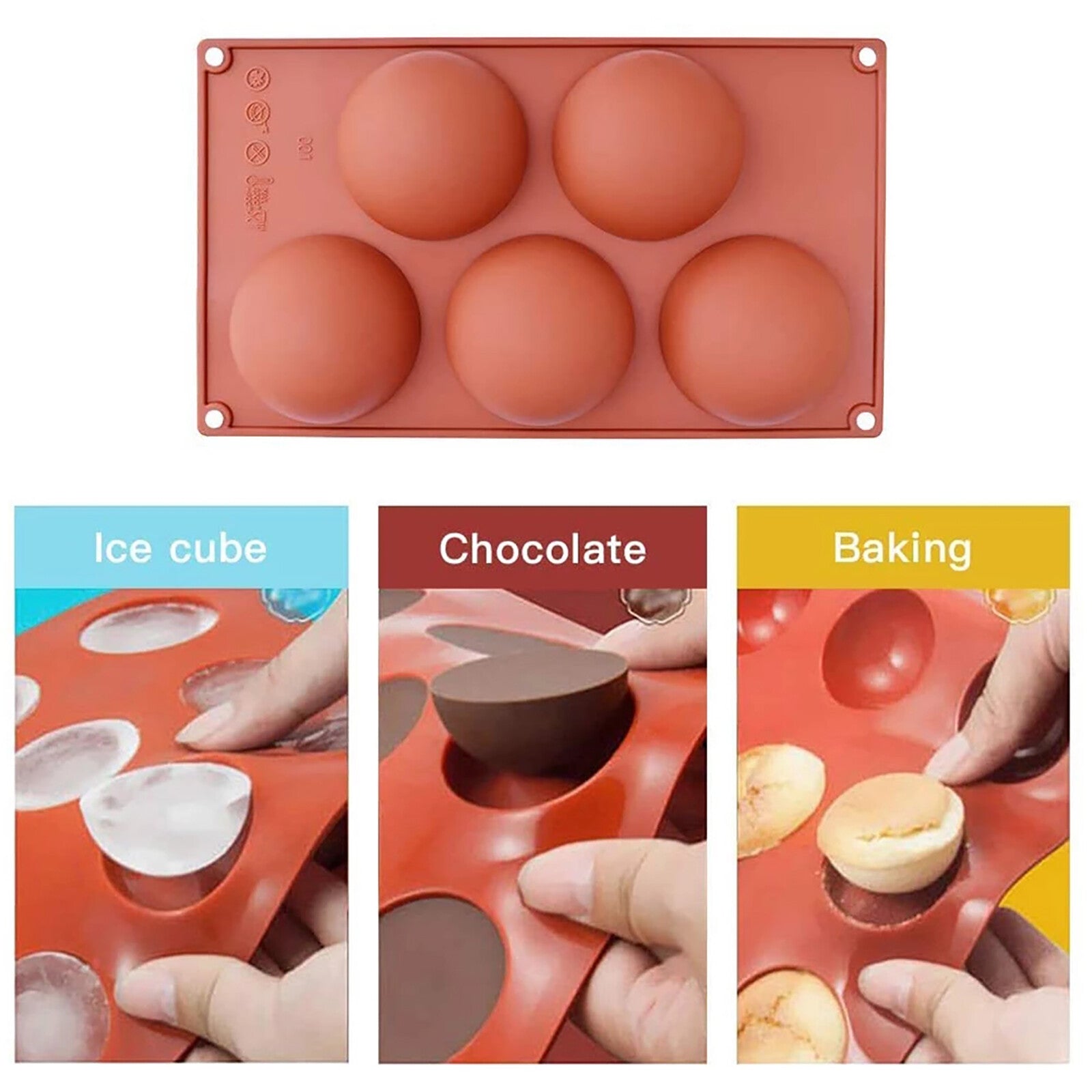 3PCS Semi Sphere Silicone Chocolate Mould Set - Half Round Dome Bakeware for Baking and Desserts